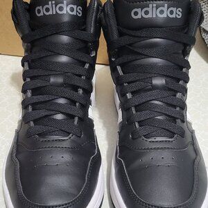 Adidas Boys Hoops Mid 3.0 Black And White Lace-Up Low Top Sneaker